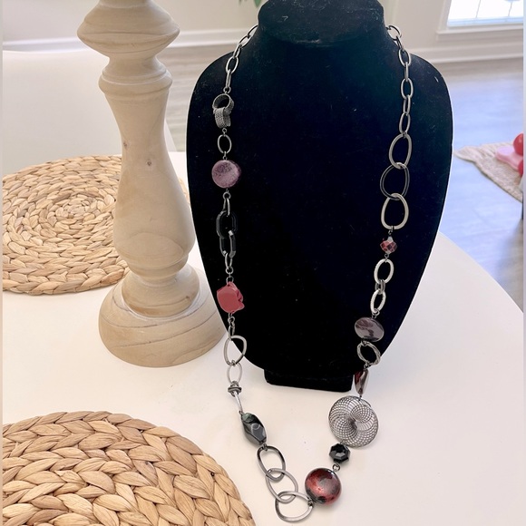 ❌SOLD❌ Vintage Long Chunky Bead & Silver Necklace - Picture 1 of 2